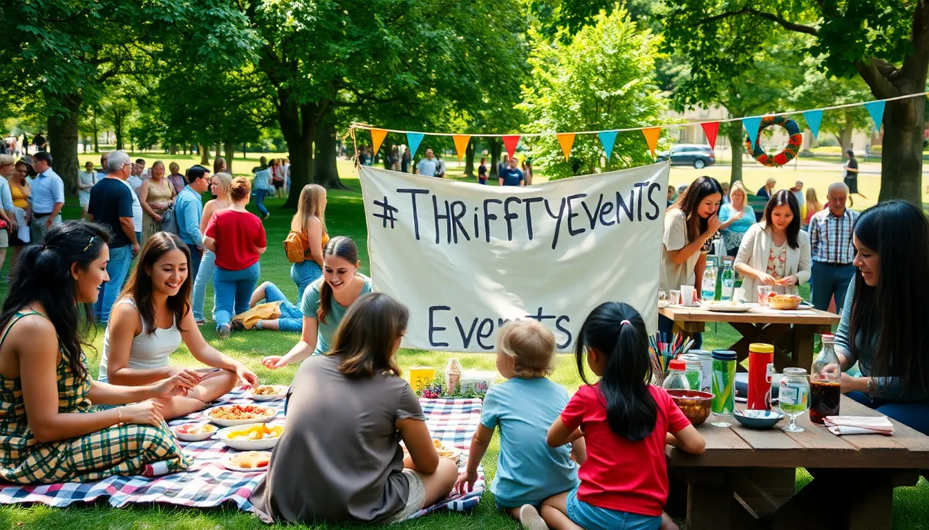 community gathering in a park celebrating creative, budget-friendly events.