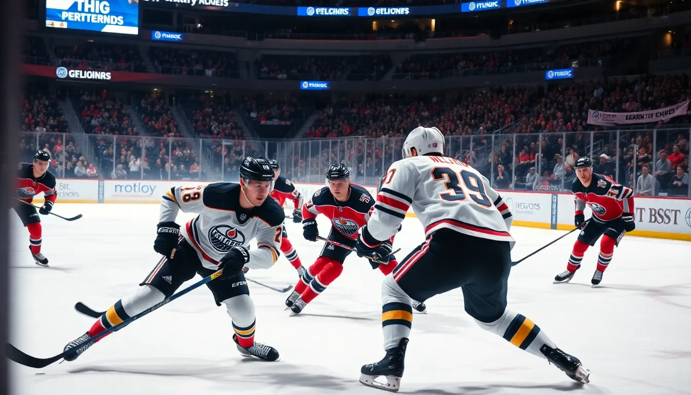 action-packed hockey game with standout players showcasing skills.